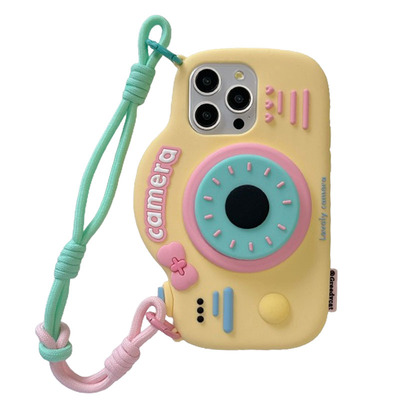 可爱少女立体相机适用苹果手机壳