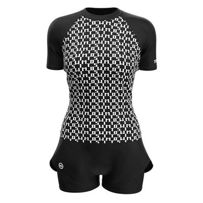 TOSWIM泳衣女夏短袖游泳衣分体泳装短裤遮肚显瘦保守大码海边度假