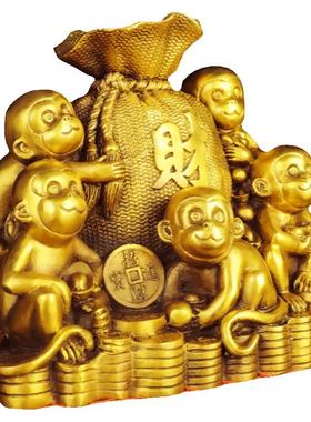 铜猴子摆件钱袋金猴纯铜生肖猴礼