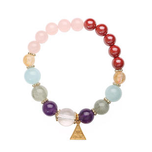 灵机麦玲玲2026年三合朱事顺手链女七福珍宝手串十二生肖朱砂水晶