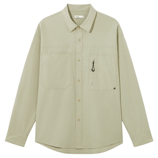 热风男士翻领长袖衬衫2026年春季新款户外衬衣工装风初春薄款外套