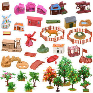 仿真小动物园场景模型配件假山儿童农场栅栏围栏玩具沙盘道具摆件