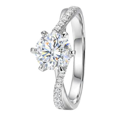 蒂芙星钻18K金培育钻石戒指星光六爪扭臂轻奢精致婚礼