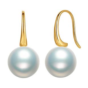 珍珠皇后 近正圆淡水珍珠耳饰18K金10-11mm耳钩