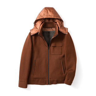 限量鼎奢 羊毛鹅绒皮草  男士冬季短款羊毛鹅绒服 保暖短款羽绒服