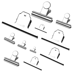 不锈钢夹子文具金属铁票夹大中小号长尾夹燕尾夹办公文件学生试卷订书夹子圆形山形固定画板夹厨房整理封口夹