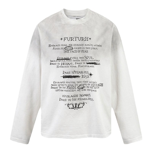 【左奇函同款】8FF/2海报印花水洗做旧长袖T重磅宽松泥染短袖上衣