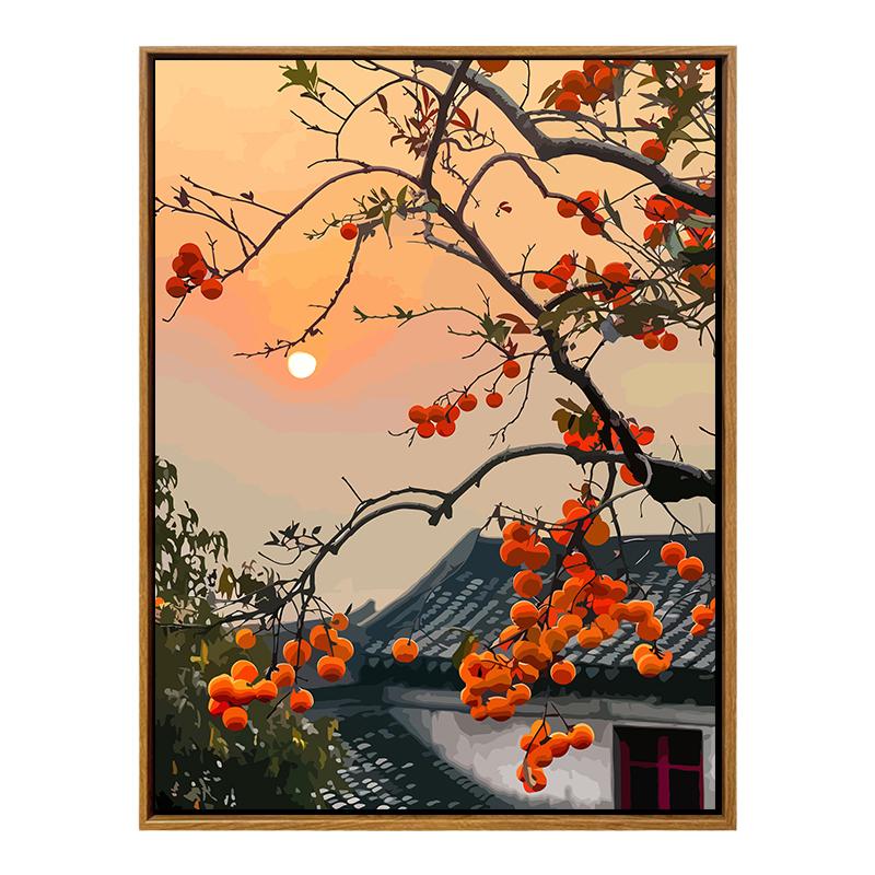 柿柿如意风景数字油画diy填充手绘艺术品解压装饰画客厅玄关摆件