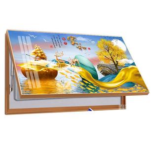电表箱装饰画液压杆翻盖挂画大尺寸配电箱电闸盒免打孔镶钻晶瓷画