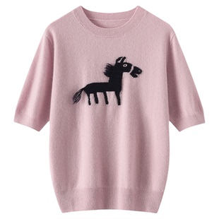 欧洲站【羊绒短袖合集】山羊绒短袖针织衫女减龄新款宽松显瘦打底