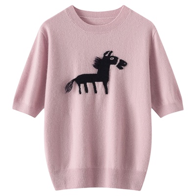 欧洲站【羊绒短袖合集】山羊绒短袖针织衫女减龄新款宽松显瘦打底