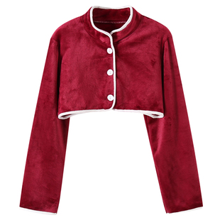 法兰绒护肩膀保暖睡觉女士加绒加厚长袖颈椎肩部防寒坐月子秋冬季