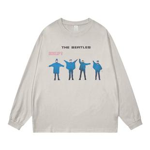 The Beatles披头士摇滚乐队数码直喷美式街头嘻哈复古vtg长袖T恤