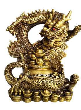 黄铜祝福中式客厅聚宝盆铜龙