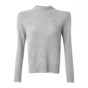 春竹半高领提花羊绒衫女100%山羊绒宽松针织毛衣上衣