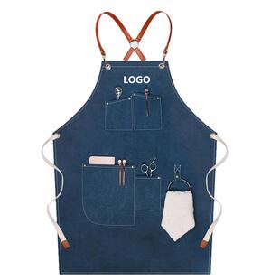 牛仔帆布背带围裙美发师专用高级感男士高端防水餐饮时尚工作服女