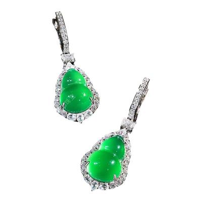 VISING珠宝马料绿玉髓葫芦耳坠