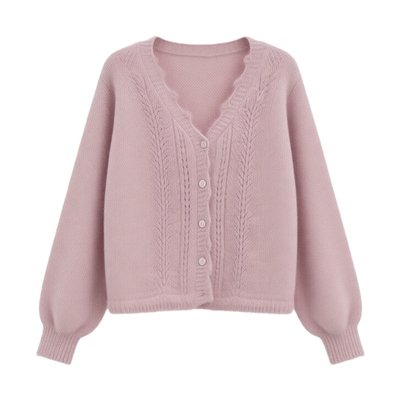 MOBAI默白温柔羊毛钩花毛衣外套