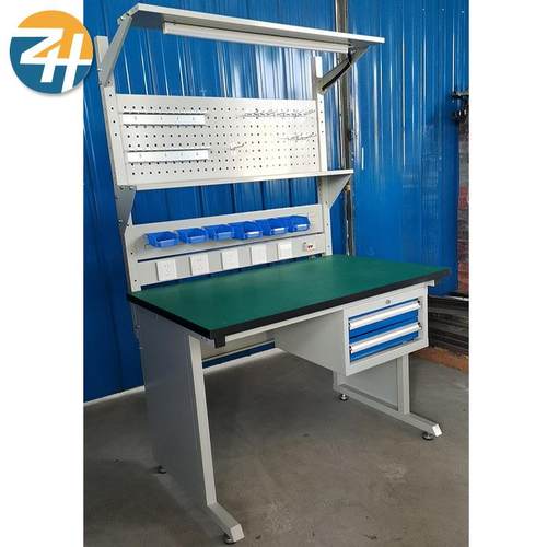 厂家批发轻型工作台 流水线操作工字脚吊二抽挂板灯架轻型工作台