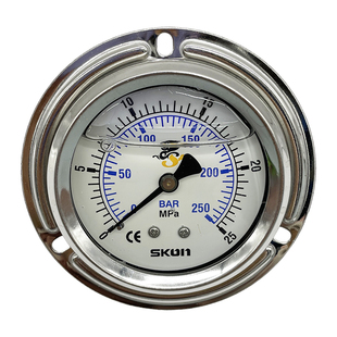 SKON压力表25Mpa背接式注塑机液压系统油压表压力计耐震高压油表