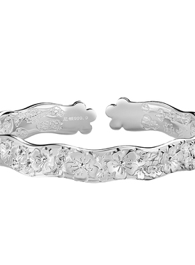 繁花银手镯妈妈款生日礼物送妈妈