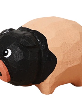 小猪木雕卡通桌面摆件