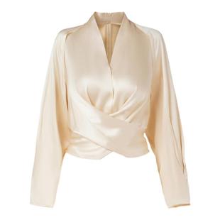 PHERIQUE《伊里斯》 法式优雅立体剪裁重磅桑蚕丝素绉缎女士衬衫