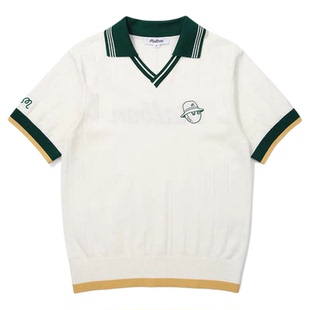 韩国MALBON高尔夫女装时尚运动休闲套装短袖针织衫上衣防走光短裙