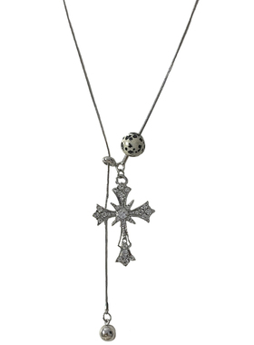 抽拉可调节十字架长款毛衣链项链