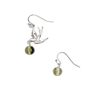 〖飞鸟绿幽灵〗国风原创天然绿幽灵水晶耳环新中式清新高级感耳饰