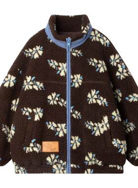MUCMUKN【雪屋森林】花朵提花仿羊羔绒外套满印棉服休闲女童冬新