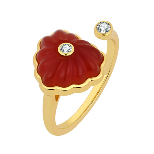 【情人节礼物】一撇一捺YPYN心形系列春日绽蕊戒指红色开口戒时髦