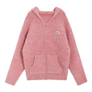 Forevercan女装早春新款“桃你欢心”慵懒风连帽针织开衫+背心