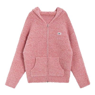 CAN秋冬新款慵懒风连帽针织开衫