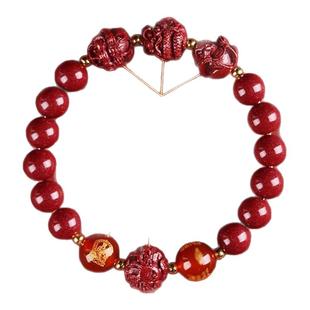 保真转运纳福三合六合十二生肖朱砂手串手链男女款本命年开了的光