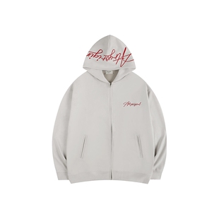 ATRY麂皮刺绣连帽卫衣男女秋冬季美式潮牌重磅情侣秋季开衫帽衫