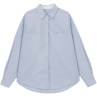 鹿与飞鸟“日协奏曲”糖果色五色纯棉翻领纯色衬衫5739