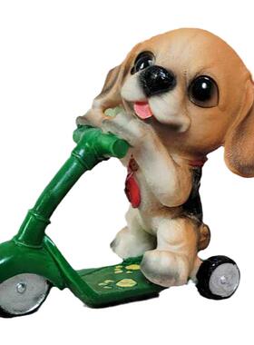 家居工艺品滑板车小动物摆件树脂