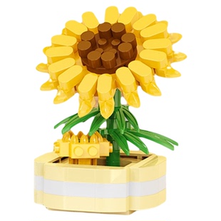 网红盆栽积木仿真花摆件拼装益智儿童玩具幼儿园学生女孩礼物奖品