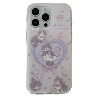独壳ins紫色爱心猫咪支架适用17pro苹果16手机壳可爱iPhone15promax新款14ProMax防摔13女款双层壳手机套硬壳