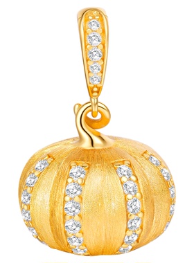 VISING珠宝手工勾丝刻丝黄金色南瓜小吊坠锁骨链项链S925银