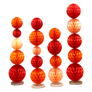 结婚用品红色蜂窝球立柱喜字灯笼婚房布置男女客厅卧室场景装饰