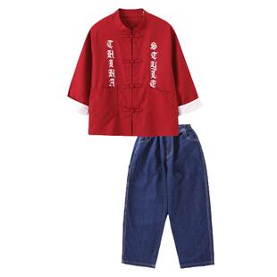 儿童街舞套装男童中国风少儿嘻哈国潮帅气舞蹈服装女童团体表演服