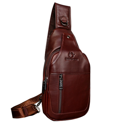 帝邦尔男士胸包头层真牛皮