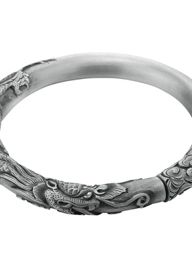 祥云抱柱s999男款霸气风银手镯