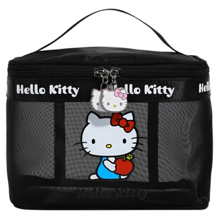 HELLOKITTY凯蒂猫网纱镂空化妆包轻便手提大容量旅行洗漱袋收纳包