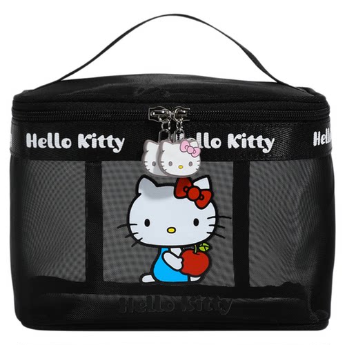 HELLOKITTY凯蒂猫网纱镂空化妆包轻便手提大容量旅行洗漱袋收纳包