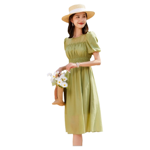 乔妮塔品牌女装2026夏季新款法式高级感茶歇裙短袖天丝连衣裙长裙