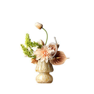 法式轻奢玻璃花瓶插花售楼处会所客厅玄关茶几餐桌花艺高级感摆件