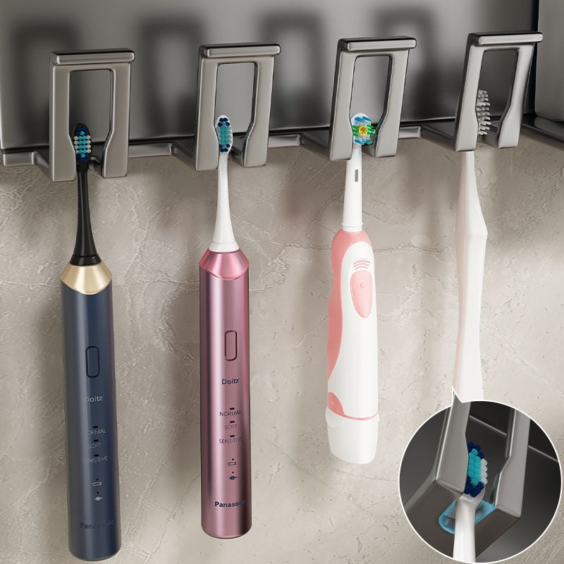 牙刷架子置物架漱口杯牙杯免打孔巾一体挂架壁挂式洗脸电动卫生间